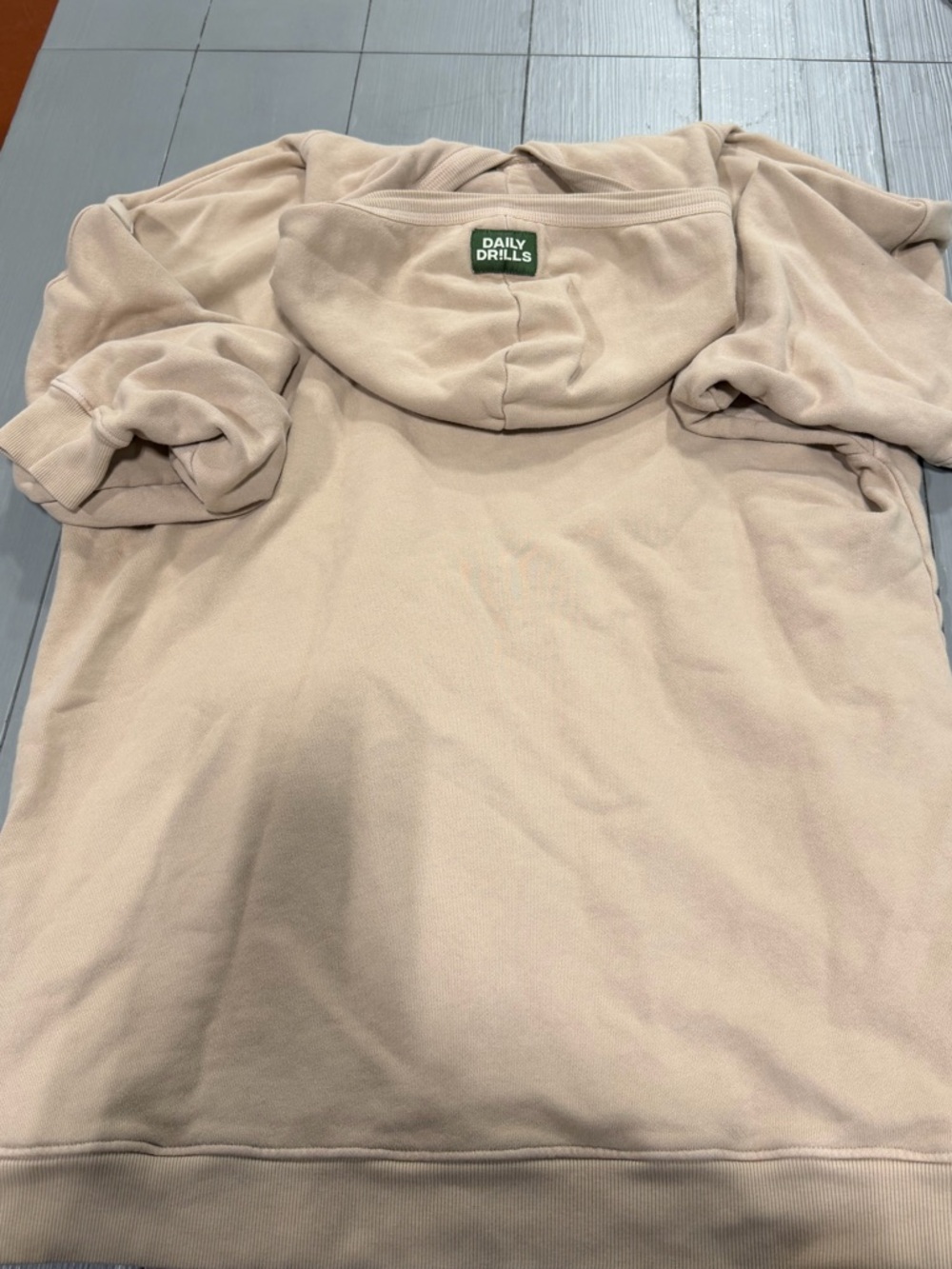 Daily Drills Sand-Beige Hoodie with Green Logo